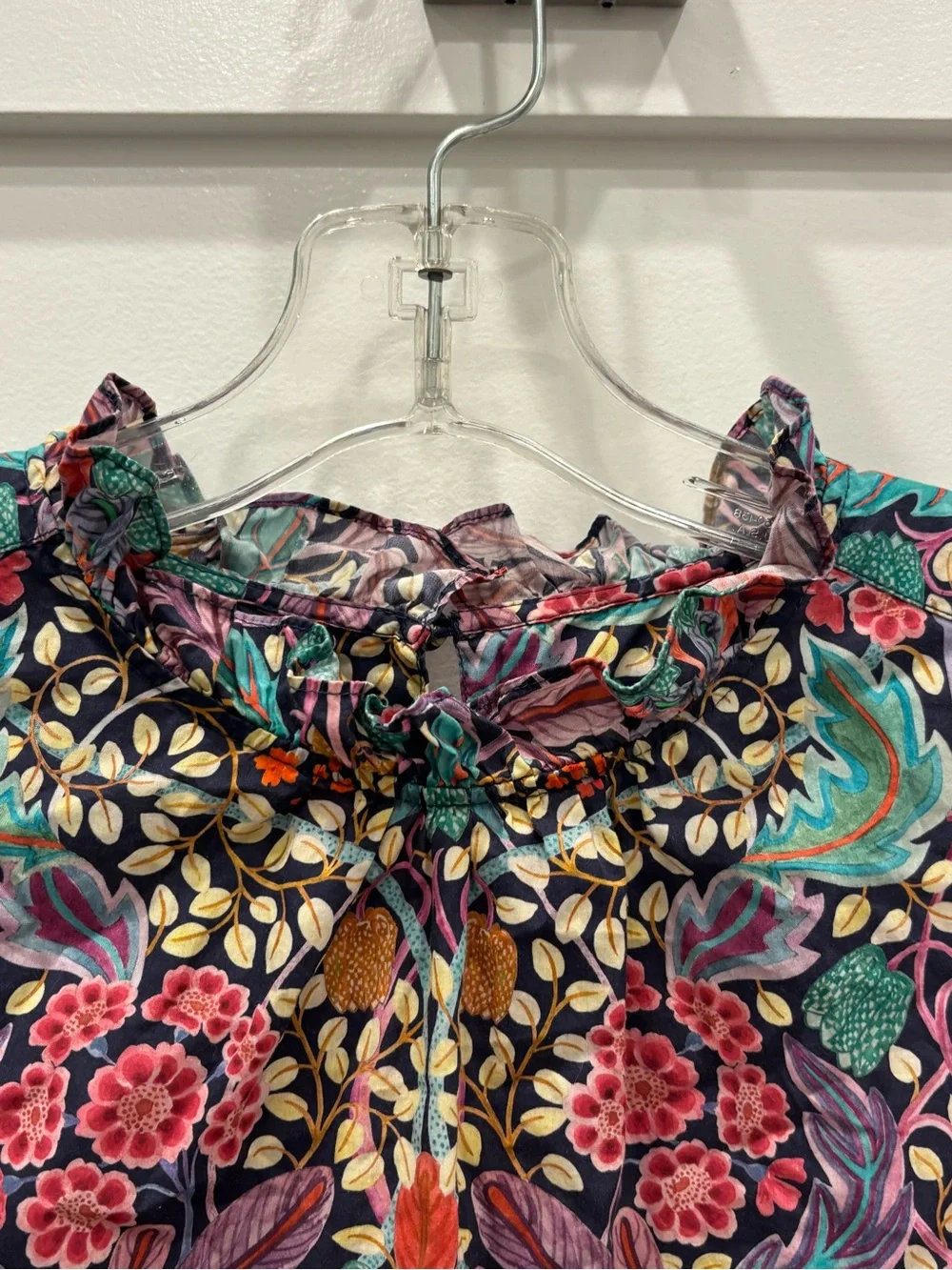 J. Crew Purple Multi Floral Botanical Smocked-Neck Puff Sleeve Blouse
